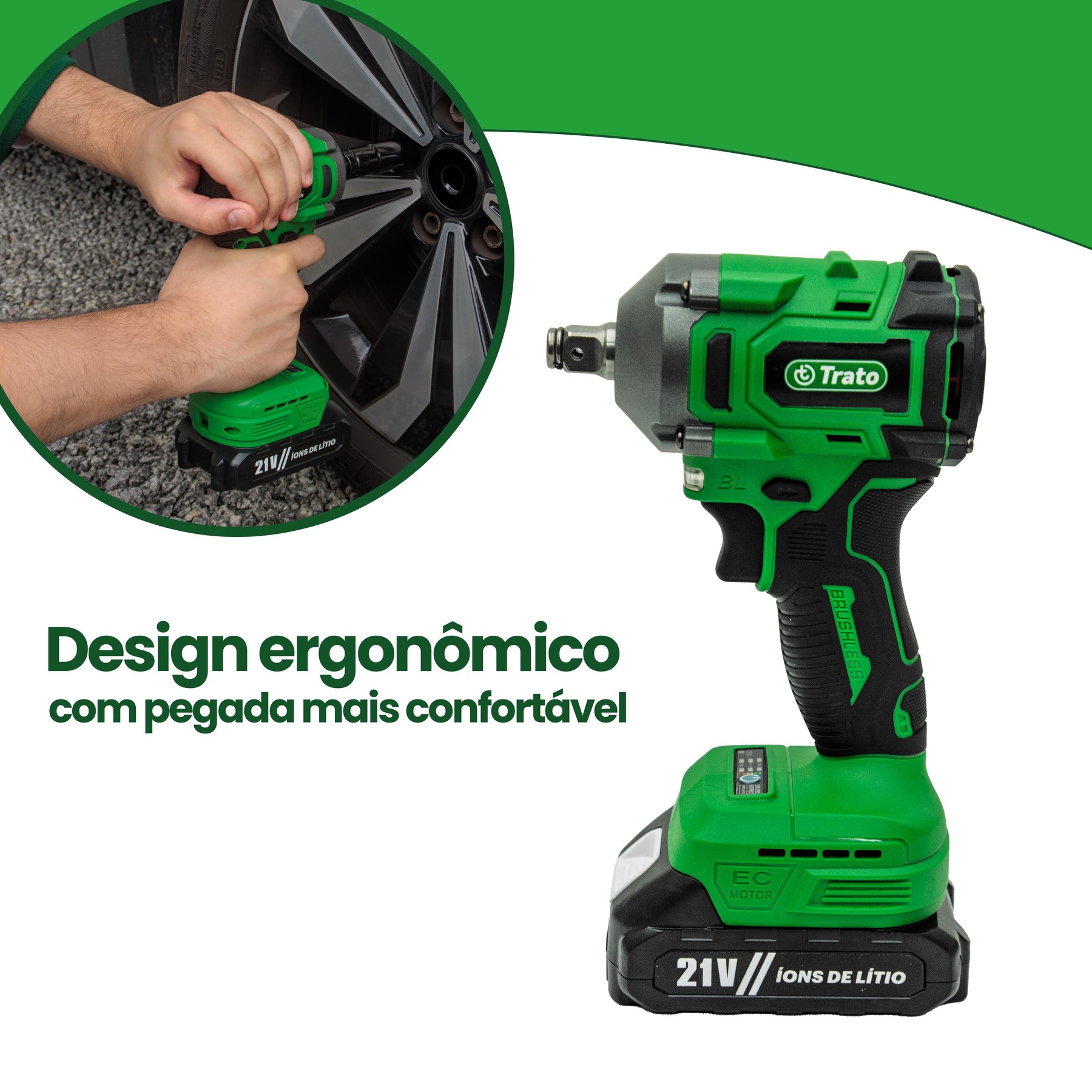Chave De Impacto A Bateria 21v Tch21 Trato - Verde | Leroy Merlin