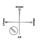 Chave De Roda Cruz 14 Polegadas Com Encaixe Soquete 1/2