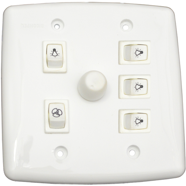 Chave Dimmer Rotativo 4x4 C/4 Lâmpadas E 1 Ventilador Rxf 127v
