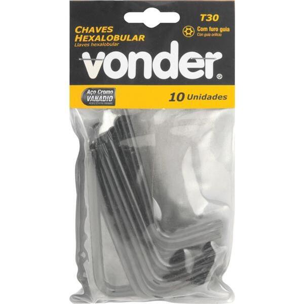 Chave Hexalobular T30 C/ Furo Guia Crv C/ 10 Peças Vonder