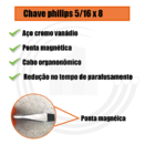 Chave Philips Ponta Magnética 5/16x8