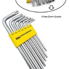 Chave Torx Tipo L Com 7 Peças Tamanhos T10 A T40