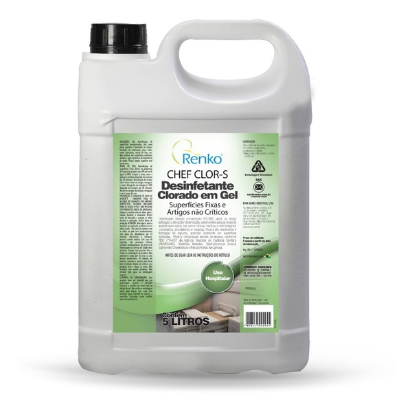 Chef Clor - S Desinfetante Clorado Em Gel 5l Renko Hospital