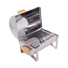 Churrasqueira A Bafo Master Inox Com Tampa E Alças De Madeira