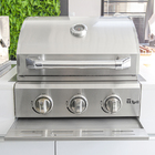 Churrasqueira A Gás Aço Inox 304 Embutir Ou Bancada 3 Queimad