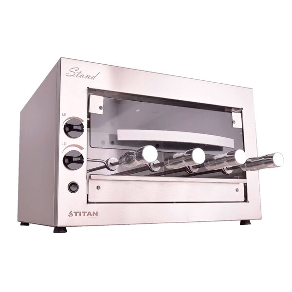 Churrasqueira A Gás De Bancada 4 Espetos Com Porta De Vidro G