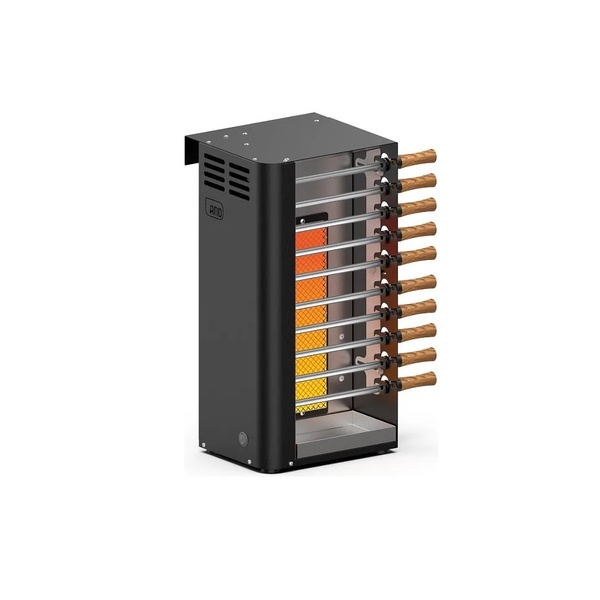 Churrasqueira A Gás Glp Preta C/ 10 Mini Espetos Em Aço Inox