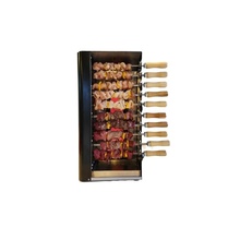 Churrasqueira A Gás Glp Preta C/ 10 Mini Espetos Em Madeira 1