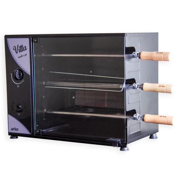 Churrasqueira A Gás Rotativa 3 Espetos Vitta 127v Arke Gn Pre
