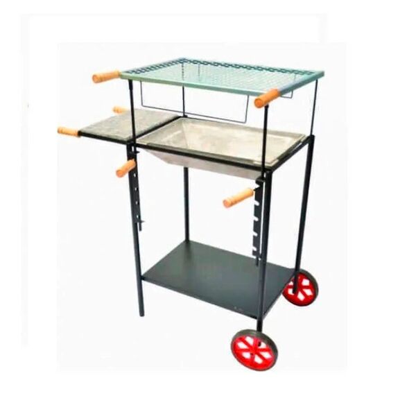 Churrasqueira Carrinho Regulável Com Bojo Em Alumínio