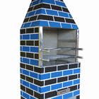 Churrasqueira Pré-Moldada Concreto Refratário 74cm Estilo Azul Preta 17 peças Atacadão Lazer