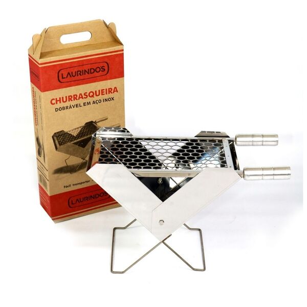 Churrasqueira De Inox Dobrável - Apto Pesca Camping Praia