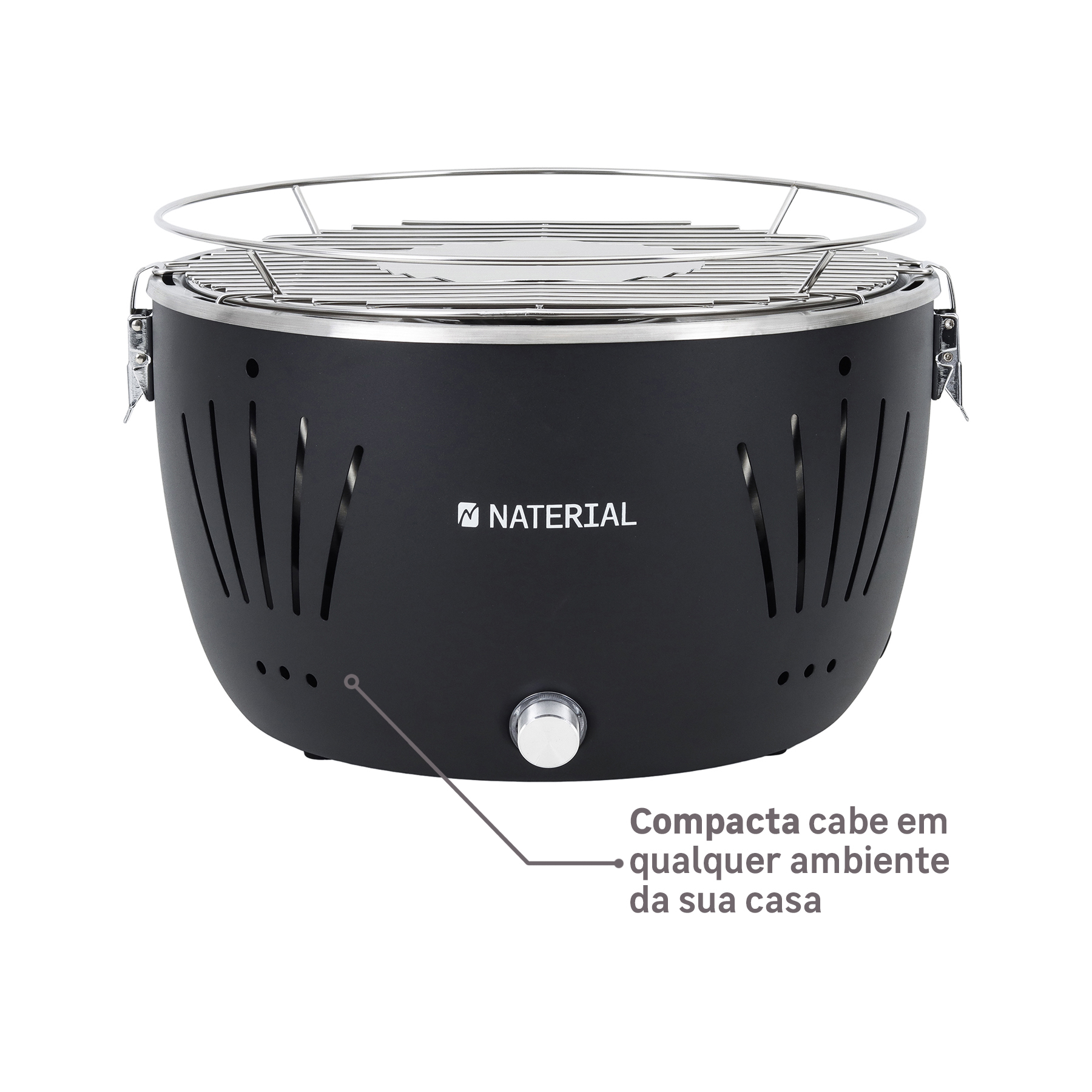 Churrasqueira Portátil a Carvão 23x35cm Table Grill Preto Naterial