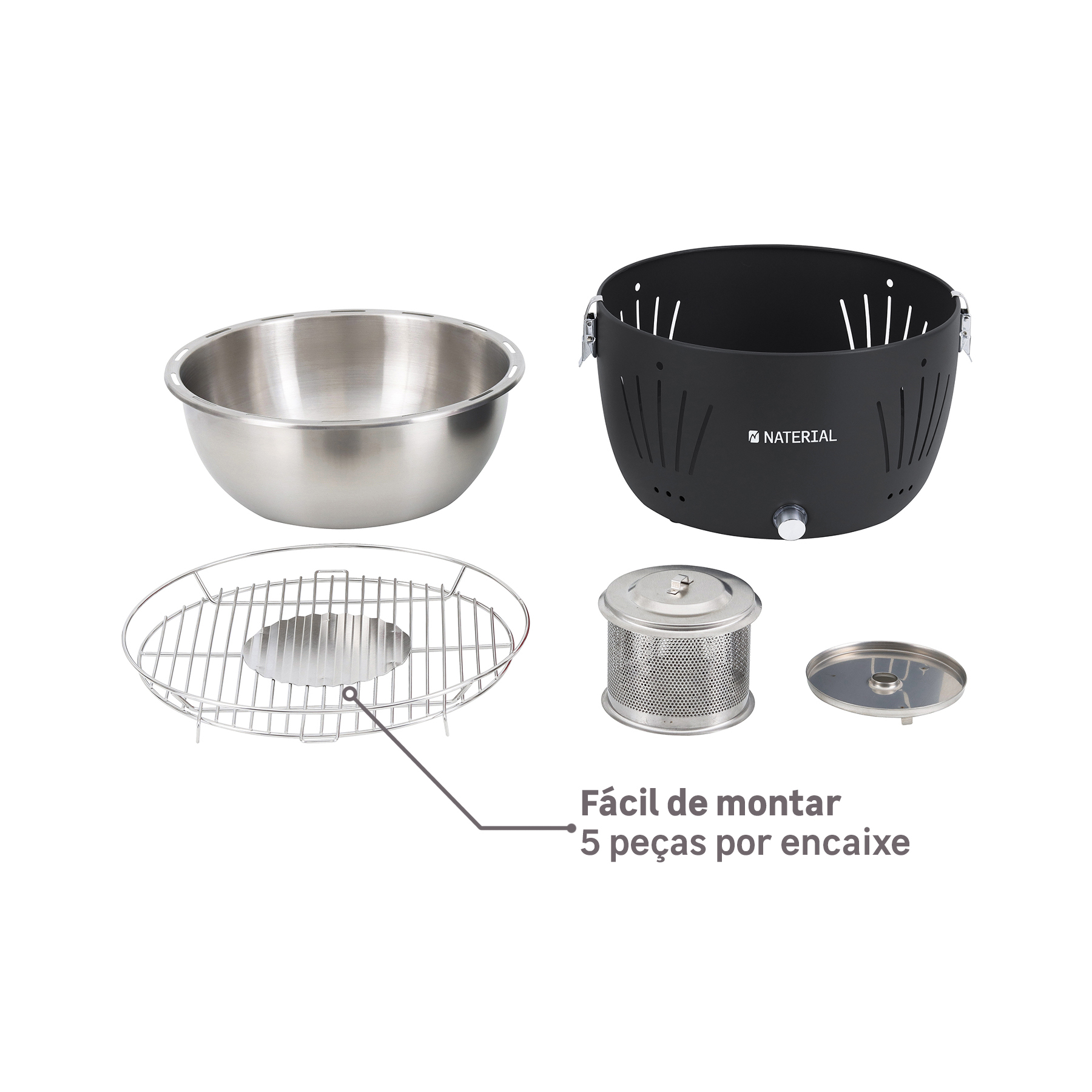 Churrasqueira Portátil a Carvão 23x35cm Table Grill Preto Naterial