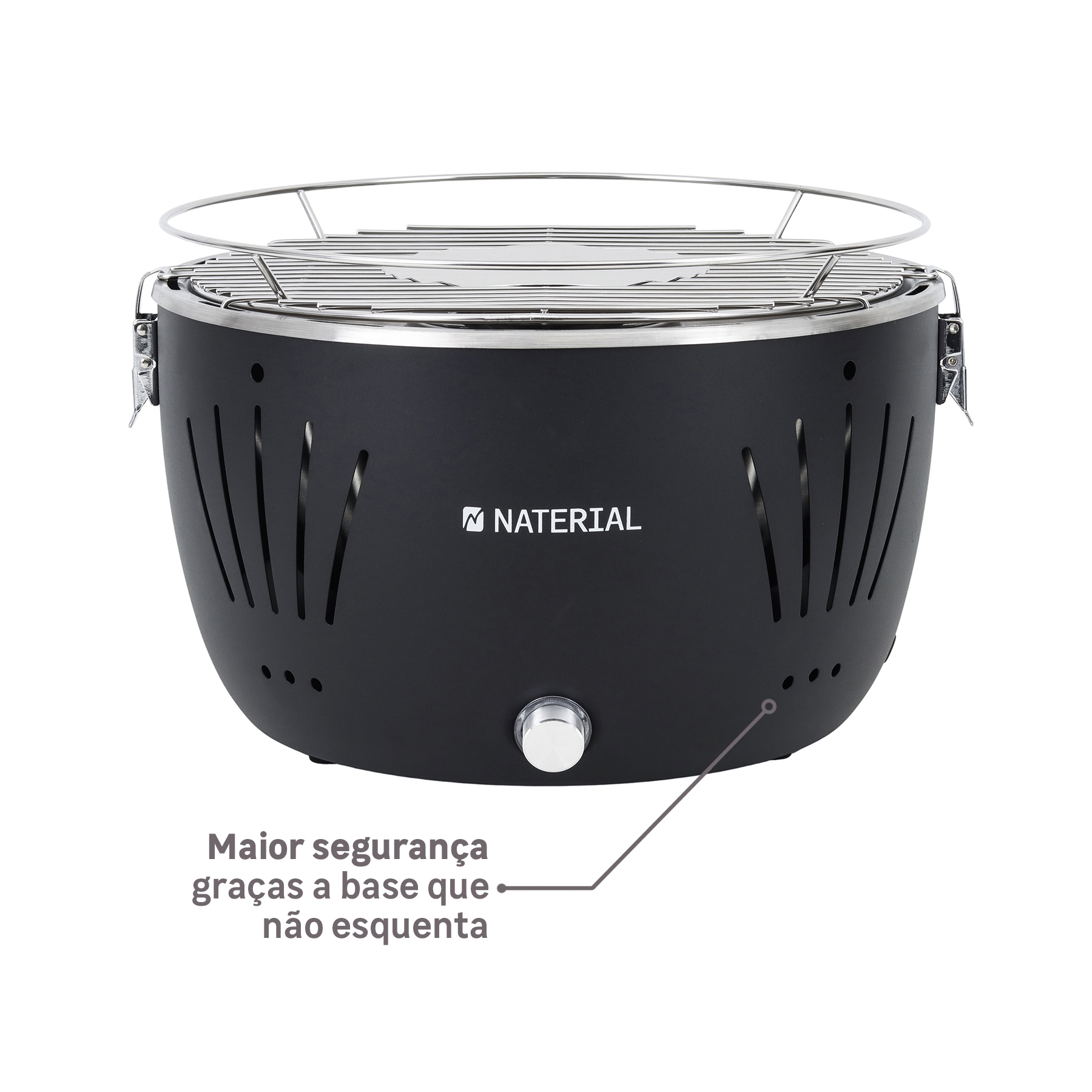 Churrasqueira Portátil a Carvão 23x35cm Table Grill Preto Naterial