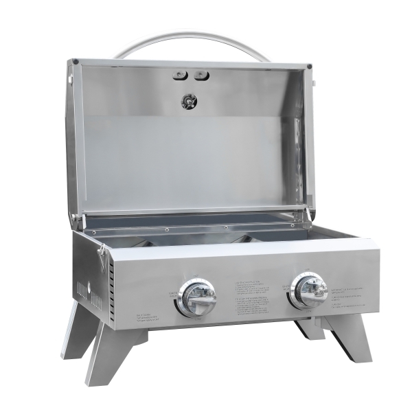 Churrasqueira Gás Inox De Bancada Portátil Grill 2 Queimadores