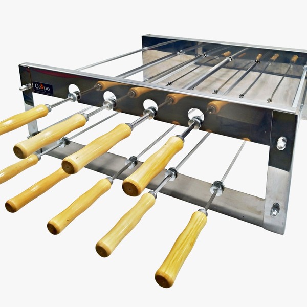 Churrasqueira Giratória Rotativa Premium 09 Espetos Inox Dupl