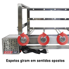 Churrasqueira Grill Giratório 3 Espetos De Inox Motor Removív