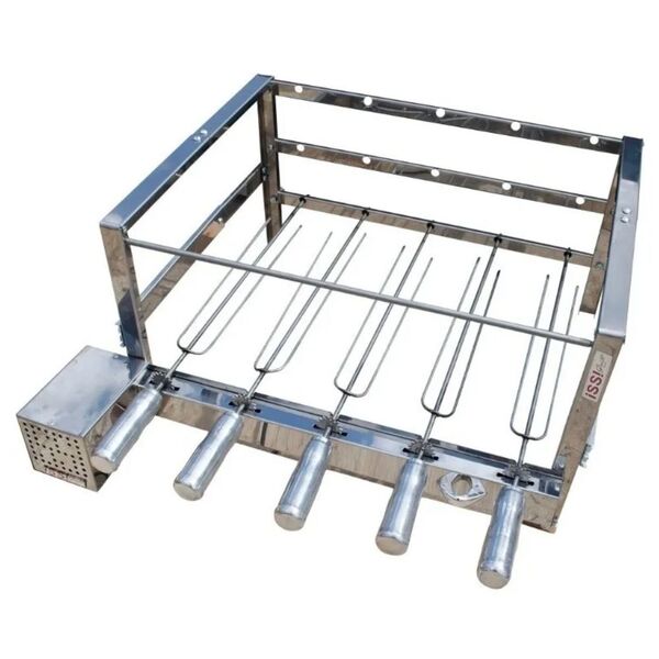 Churrasqueira Grill Giratório 7 Espetos De Inox Motor Removív