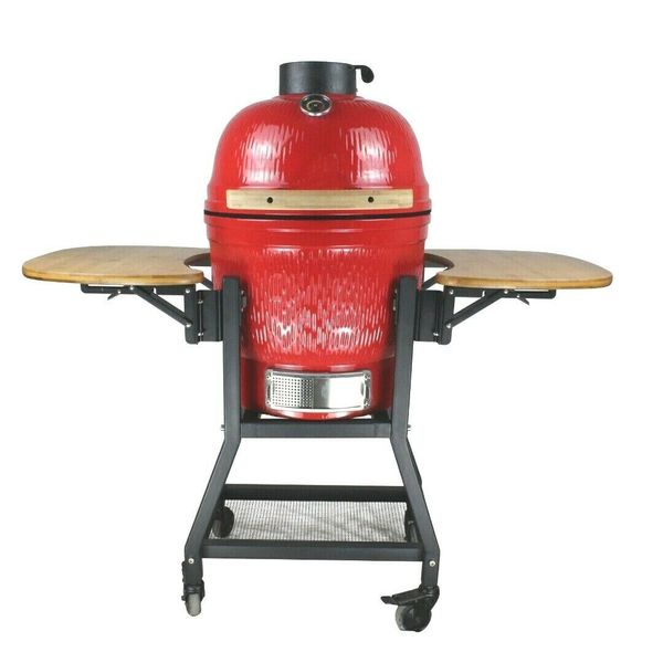 Churrasqueira Kamado  Em Cerâmica À Carvão Forno Tampa 18"