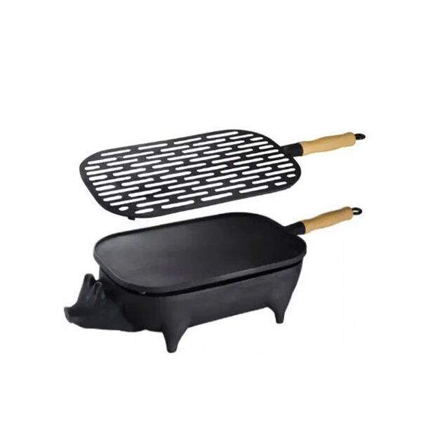 Churrasqueira Porquinho Em Ferro Fundido Completa 16x23cm