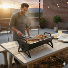 Churrasqueira Portátil Aço Carbono Grelha Inox Desmontável