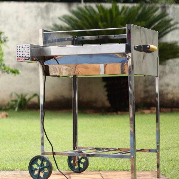 Churrasqueira Portátil Grill Giratório 5 Espetos