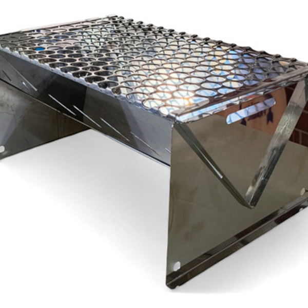 Churrasqueira Portatil Inox Móvel 23x38x18 Cm - Aço Inox