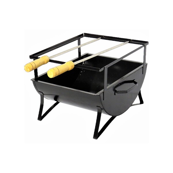 Churrasqueira Praia Campo Aço Carbono 2 Espeto Ab 30x28x24cm