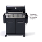 Churrasqueira Profissional a Gás 4 Queimadores Cinza e Preta Kenton  Naterial