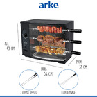 Churrasqueira Rotativa 3 Espetos 56 Cm Acendimento Automático