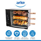 Churrasqueira Rotativa Com 2 Espetos Triplos 56 Cm Aço Carbon