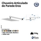 Chuveiro Articulado Parede Metal Eros Preto Fosco Fani