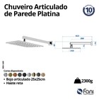Chuveiro Articulado Parede Metal Platina Preto Fosco Fani