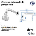Chuveiro Articulado Parede Metal Rubi Cromado Fani