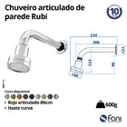 Chuveiro Articulado Parede Metal Rubi Preto Fosco Fani