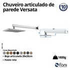 Chuveiro Articulado Parede Metal Versata 3000bk120 Preto Fosc