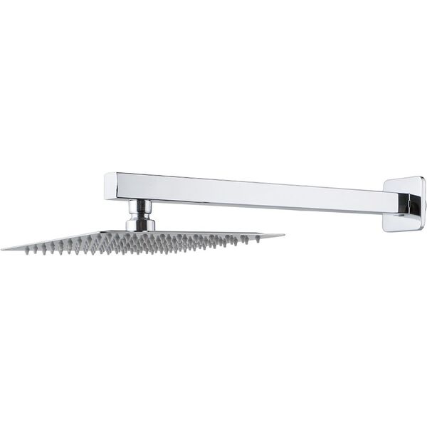 Chuveiro Cromado Slim 20 Cm Em Aço Inox 304 Com Braço Quadrad