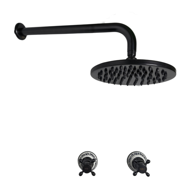 Chuveiro De Parede Com Misturador Preto Óleo Vintage Porcelan