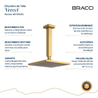 Chuveiro De Teto Dourado Escovado