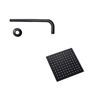 Chuveiro Ducha 20x20 Slim Inox Quadrado Suporte Parede Preto