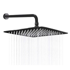 Chuveiro Ducha 20x20 Slim Inox Quadrado Suporte Parede Preto