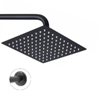 Chuveiro Ducha 20x20 Slim Inox Quadrado Suporte Parede Preto