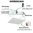 Chuveiro Ducha 30x30 Quadrado Com Braço de Teto Chuveirão Met