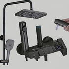 Chuveiro Ducha 4 Saídas Misturador Termostato Digital Preto