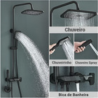Chuveiro Ducha 4 Saídas Misturador Termostato Digital Preto