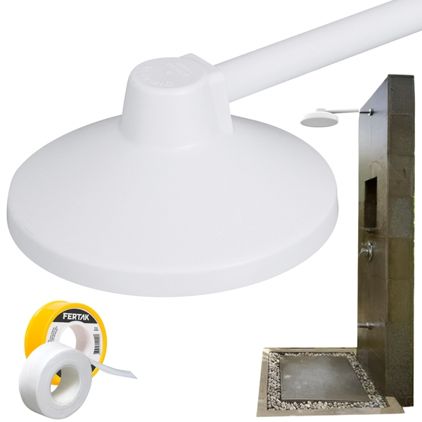 Chuveiro Ducha Fria Redondo 17cm Branco Para Piscina Jardim Q