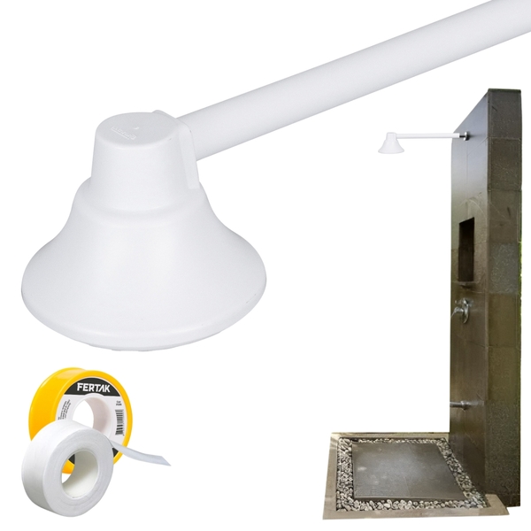 Chuveiro Ducha Fria Redondo 9cm Branco Para Piscina Jardim Qu