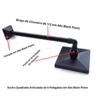 Chuveiro Ducha Quadrada De 6 Polegadas Em Abs Black Piano Par