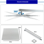 Chuveiro Ducha Quadrado 20x20 Inox Braço 40 Cm